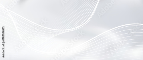 Elegant white abstract background with smooth flowing wave lines and soft gradient. Perfect for modern, business, and technology design projects.