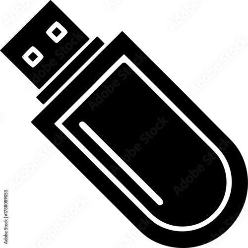  usb flash drive silhouette vector icon , black and white , white background , white background