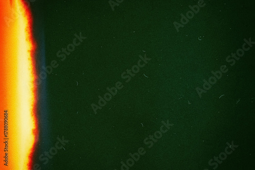Retro Film Burn Light Leak on Green Grain Texture
