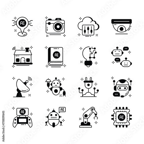 Creatively designed glyph icon of artificial intelligence in modern design style