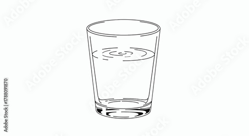 A simple line art drawing of a glass of water on a white background