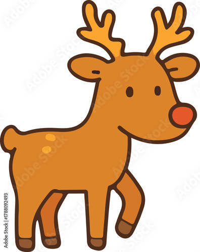 Cartoon Reindeer Character with Red Nose