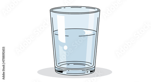 A clear glass filled with fresh, pure water on a white background