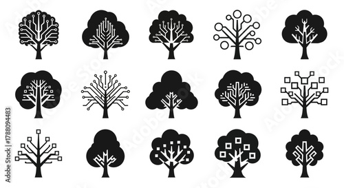 Dynamic digital trees symbolizing growth, innovation, and technology integration for modern business concepts.