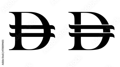 UAE Dirham Symbol, black isolated silhouette