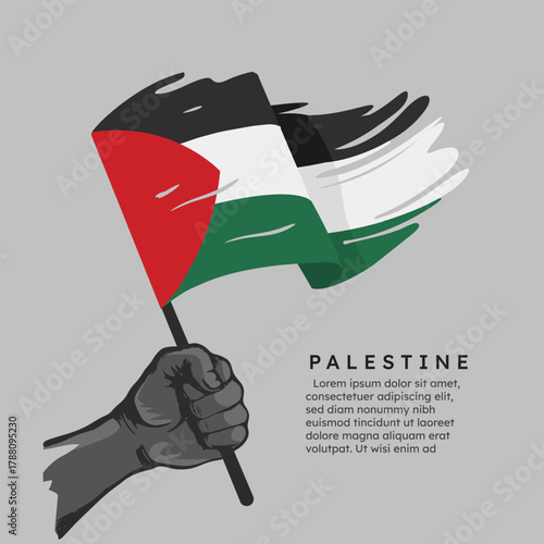 Holding the Palestinian flag, a symbol of Palestine's strength.