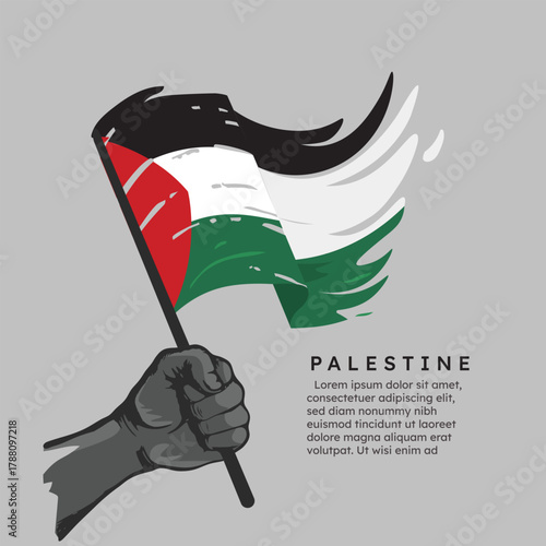 Holding the Palestinian flag, a symbol of Palestine's strength.