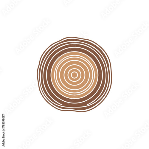 Stylized tree ring illustration wood texture cross section element