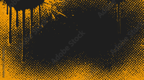 Yellow and black halftone urban banner background