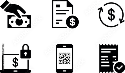 Set of financial transaction icons