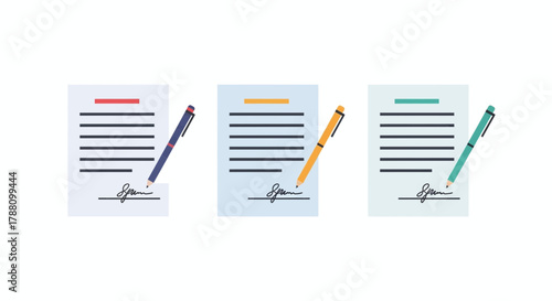 Colorful document and pen icons for design projects
