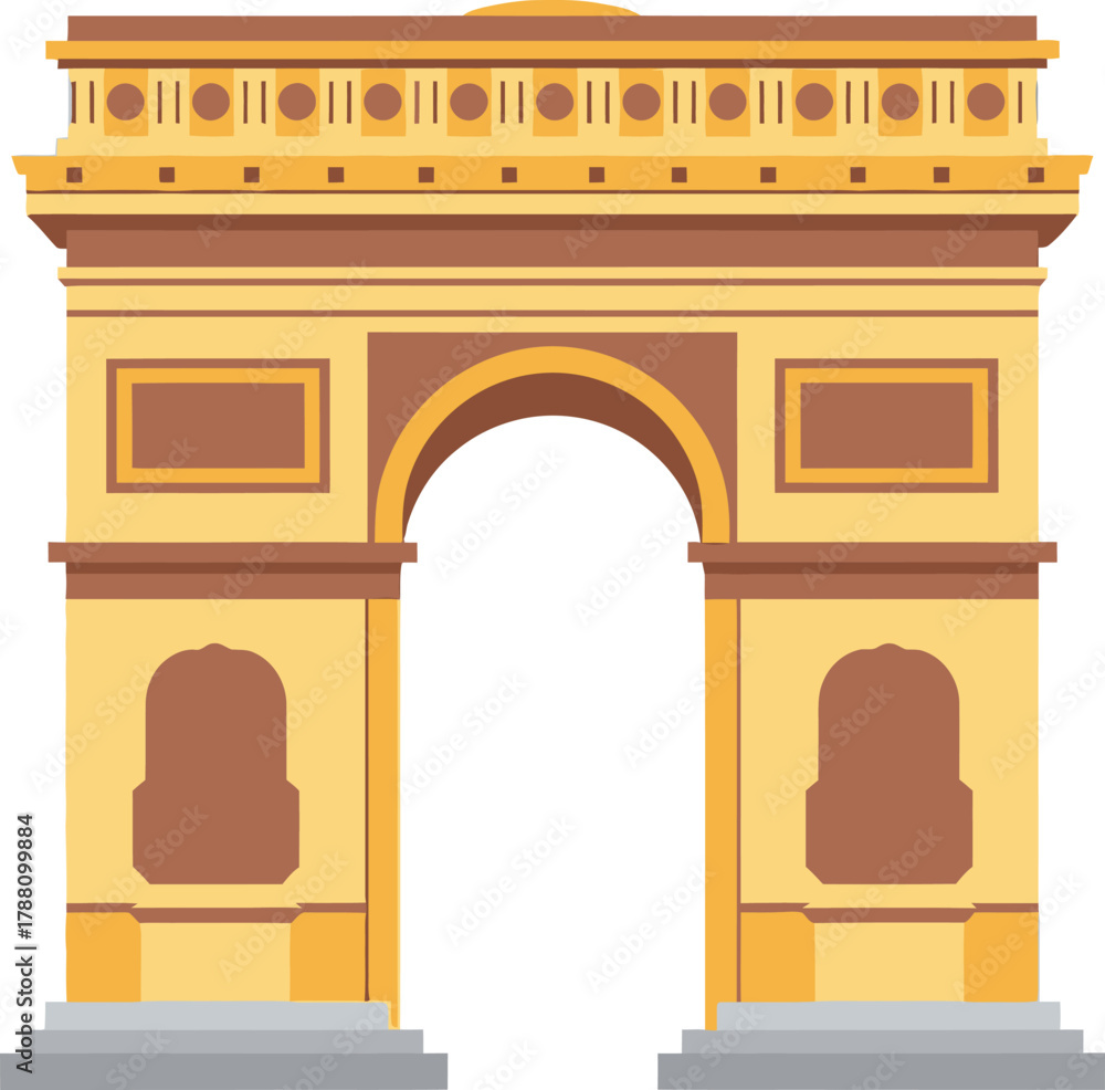Fototapeta premium Arc de triomphe vector illustration representing the iconic parisian landmark, a symbol of french history, culture, and architecture, isolated for design projects.
