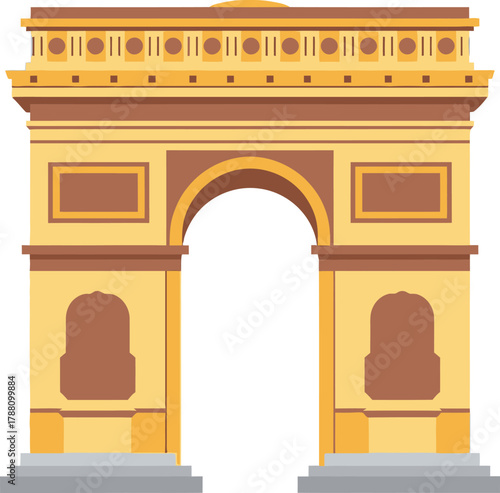 Arc de triomphe vector illustration representing the iconic parisian landmark, a symbol of french history, culture, and architecture, isolated for design projects.