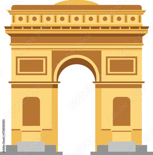 Arc de triomphe paris france landmark illustration icon in flat design style isolated on white background. european travel destination monument for tourism