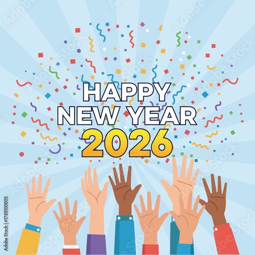 Vector of hands tossing confetti in celebration.