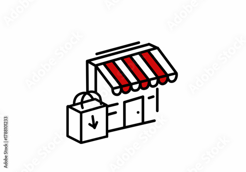 E-commerce line white icon. Online shopping in smart phone. Digital purchase. Mobile store sign. Sign for web page, app, promo. Vector isolated object.