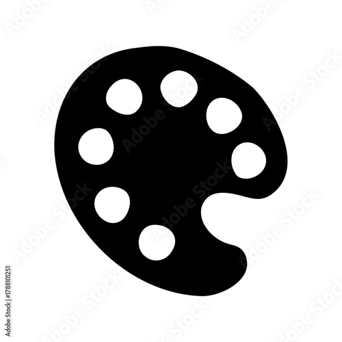 Artist paint palette icon with circular wells for colors Vector, illustration