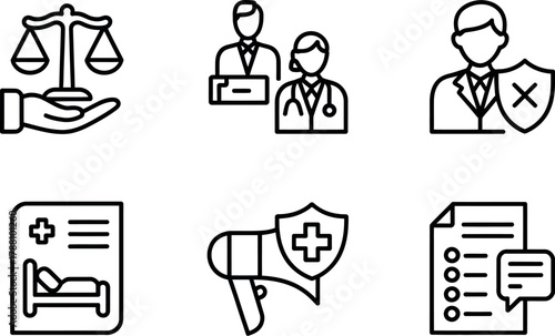 Healthcare and insurance outline icons