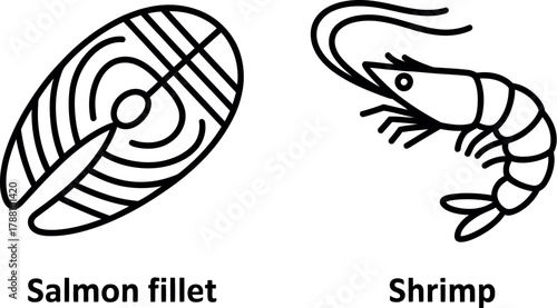 Salmon fillet and shrimp