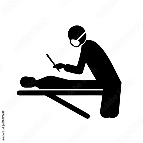Surgical operation icon with doctor and patient table Vector, illustration