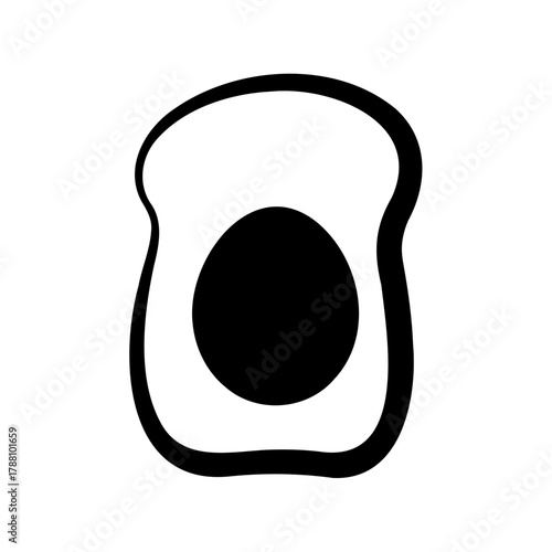 Stylized fried egg on toast breakfast food icon vector Vector, illustration