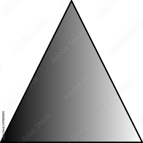A black and white gradient triangle with a dark left side and a light right side.