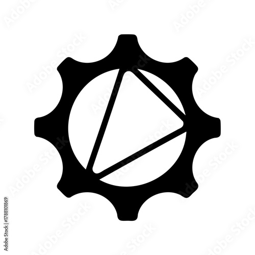 Abstract gear mechanism icon with geometric internal shape Vector, illustration
