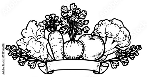 Vegetable arrangement with ribbon for signatures