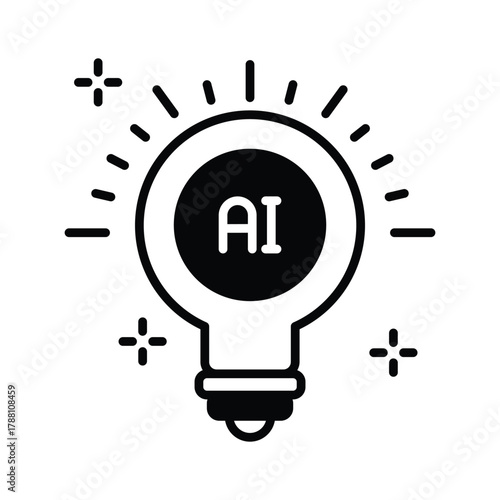 Lightbulb with AI concept representing innovation and smart technology.