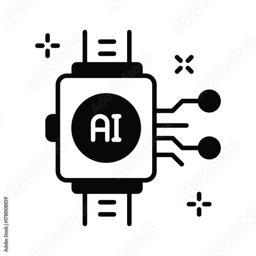 AI smartwatch icon representing wearable artificial intelligence technology.