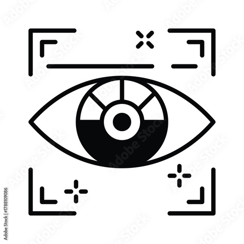 Smart AI eye icon for computer vision and face recognition technology.