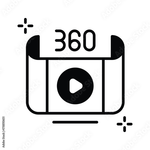 360 degree video icon powered by artificial intelligence technology.