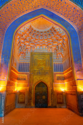 Принти на полотні Samarkand, Uzbekistan - Sep 09, 2025:  The Gūr-i Amīr or Guri Amir is a mausoleum of the Turco-Mongol conqueror Timur in Samarkand, Uzbekistan