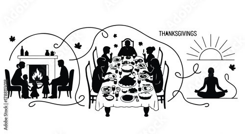 Warm family gathering for a bountiful Thanksgiving feast, celebrating togetherness and gratitude.