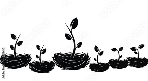 New life sprouts from nests, symbolizing growth and new beginnings