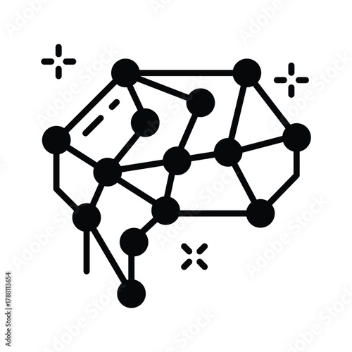 Neural network icon symbolizing deep learning and AI data processing.