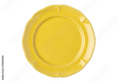 Canvastavla Yellow ceramic plate isolated PNG on transparent background, decorative tablewar