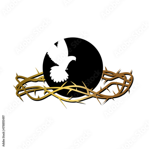 Vector illustration of crown of thorns background, victory in love