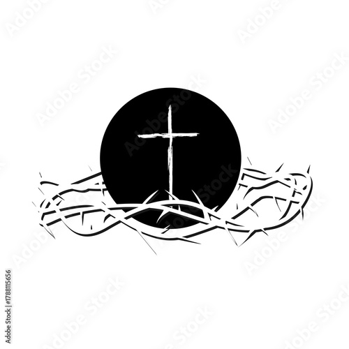 Vector illustration of crown of thorns background, victory in love