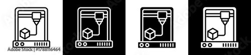 3D Printing Icon Set In Black And White Filled Style Collection