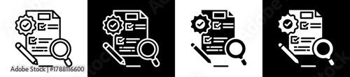 Quality Control Icon Set In Black And White Filled Style Collection