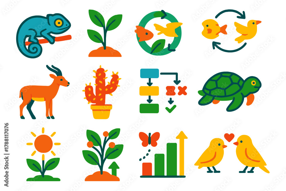 Naklejka premium Organism Adaptation Illustration. Isometric vector illustration set Apparent purposefulness in organisms: animal functional traits
