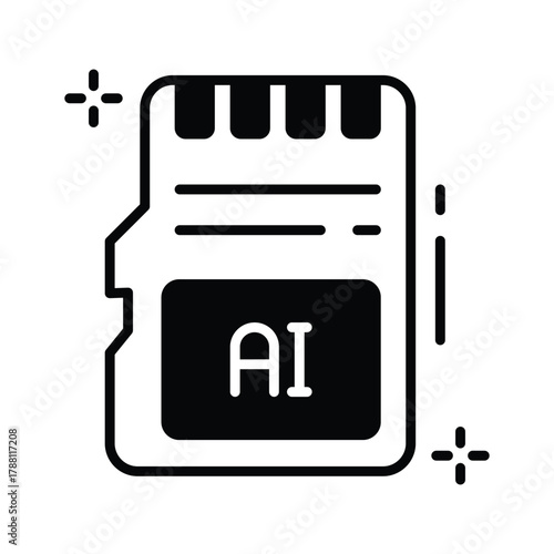 AI memory card icon symbolizing data storage and digital intelligence.