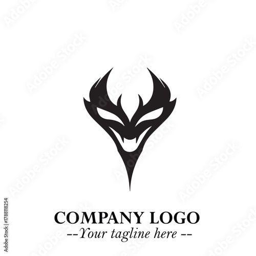 Head of Dracula Logo Symbol in Black on the White Background with Horror Minimal Vector Design