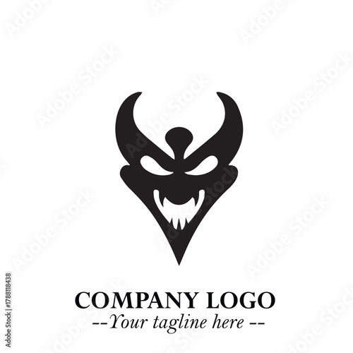 Head of Dracula Logo Symbol in Black on the White Background with Horror Minimal Vector Design