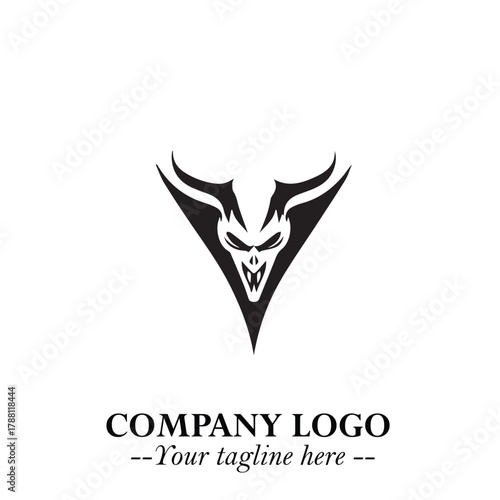 Head of Dracula Logo Symbol in Black on the White Background with Horror Minimal Vector Design