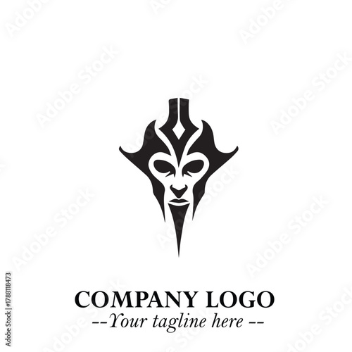 Head of Dracula Logo Symbol in Black on the White Background with Horror Minimal Vector Design
