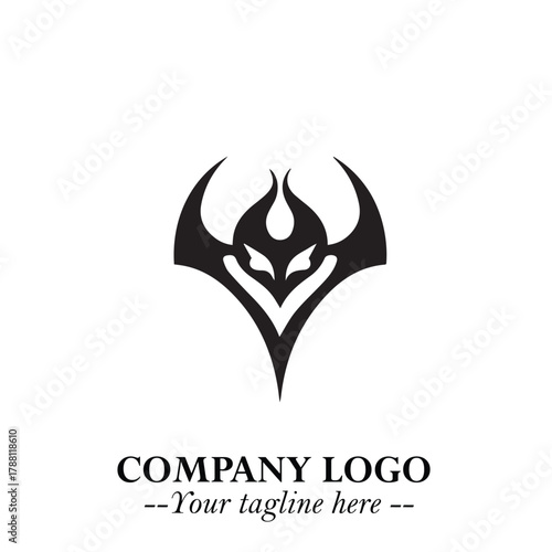 Head of Dracula Logo Symbol in Black on the White Background with Horror Minimal Vector Design
