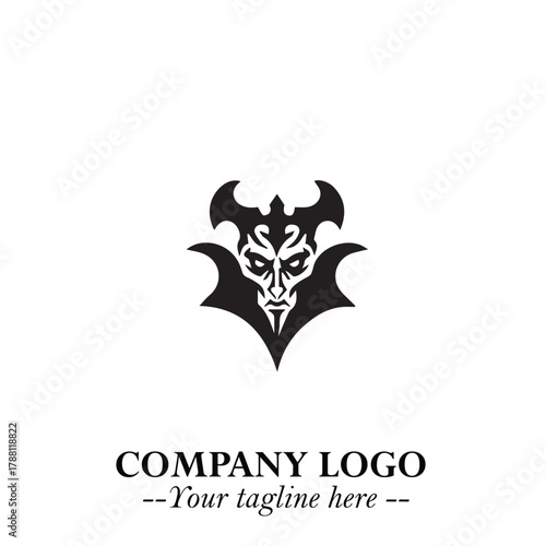 Head of Dracula Logo Symbol in Black on the White Background with Horror Minimal Vector Design