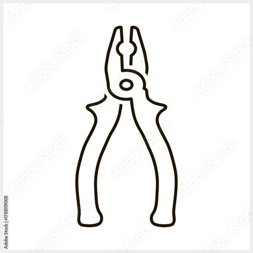 Outline pliers icon Tools clipart Vector stock illustration